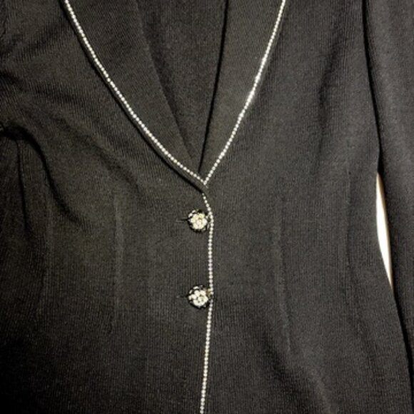 St. John Evening 3-Piece Black Pantsuit w/ Rhinestone Trim – Size 4 - Picture 3 of 12